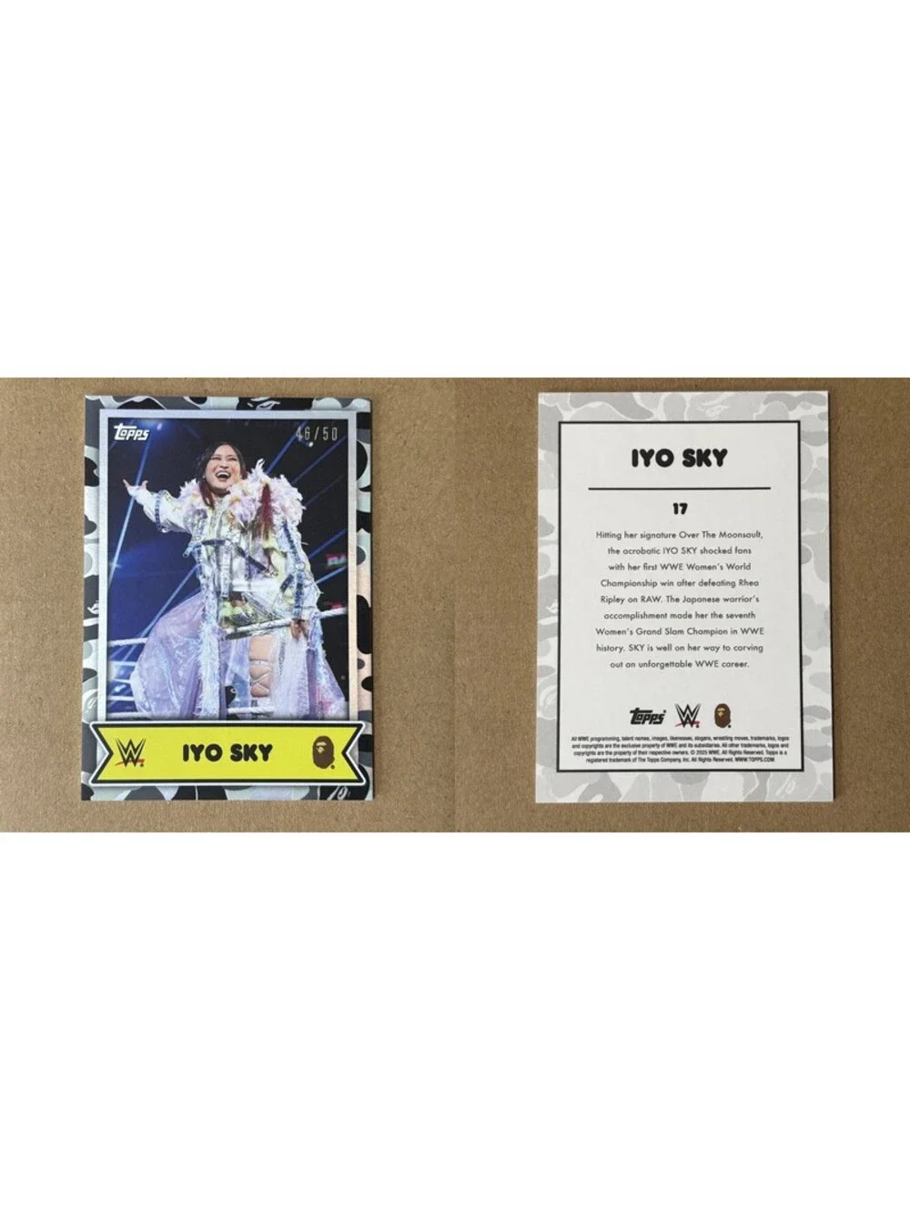 2025 Topps WWE x BAPE Iyo Sky #17 Black & White #/50